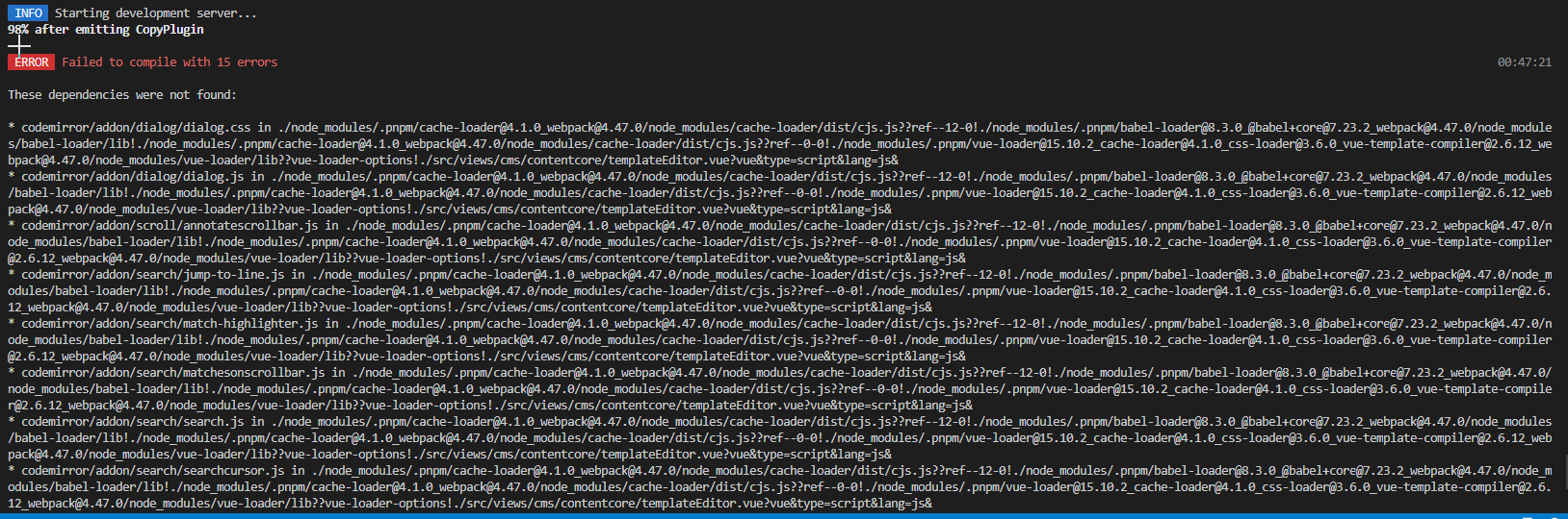 npm i 安装的依赖项目,运行正常,换成pnpm i安装的依赖运行报错-千百度社区