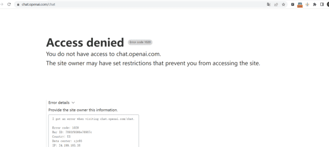 ChatGPT打开出现Access denied 1020错误后的解决办法 - 玄机博客-玄机博客